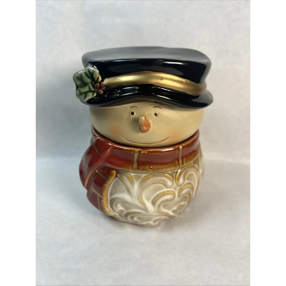 VTG Christmas Snowman‎ Cookie Candy Jar 5.8